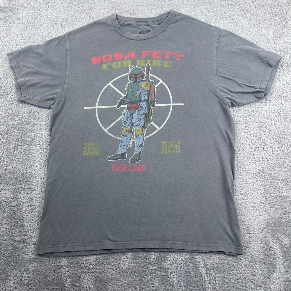 Star Wars Boba Fett Graphic T Shirt Mens Large Gray Fifth Sun Bounty Hunter Tee